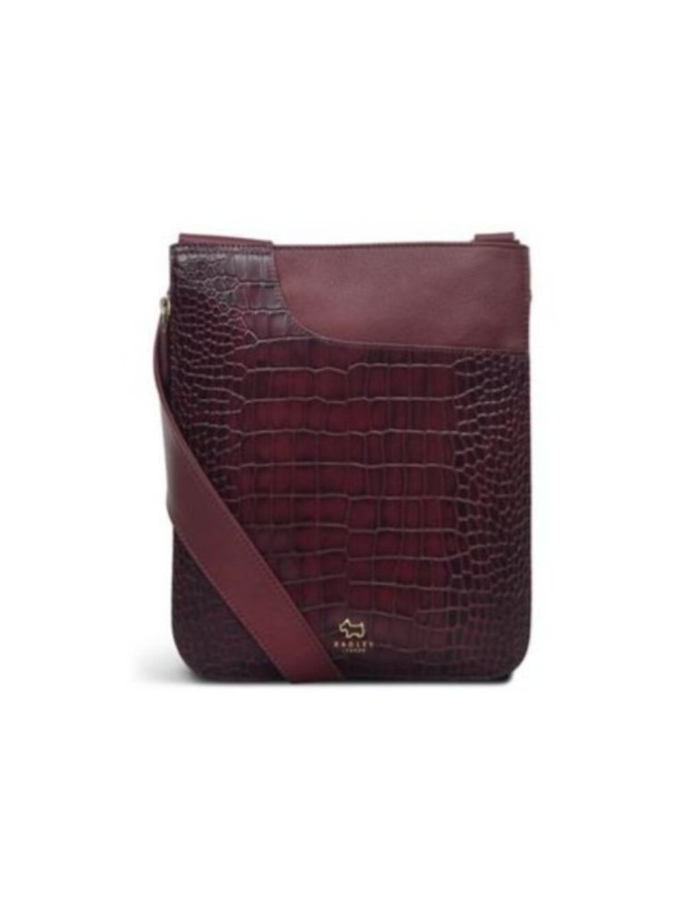 Radley London Merlot Croc-Embossed Leather Crossbody Bag with Multiple Pockets